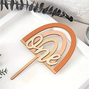 One Wooden Rainbow Cake Topper. Rustic Charm One Wooden Rainbow Cake Topper. Rustic Charm