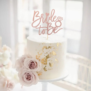 Bride to Be Rose Pink Card Cake Topper. Food Safe
