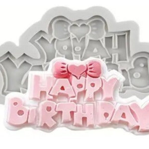 Happy Birthday With Bow Silicone Mould. Top Quality Happy Birthday With Bow Silicone Mould. Top Quality