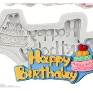 Cute Happy Birthday Silicone Mould. Top Quality Cute Happy Birthday Silicone Mould. Top Quality