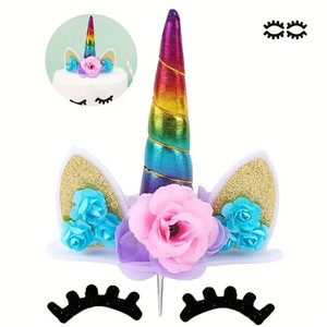 Rainbow Unicorn Horn & Ears Cake Topper Set Rainbow Unicorn Horn & Ears Cake Topper Set