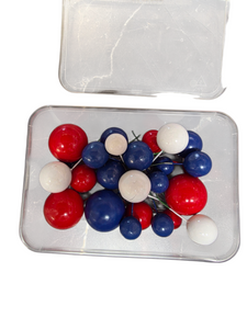 Red, White & Blue Ball Cake Decorations – 25 Piece Set Red, White & Blue Ball Cake Decorations – 25 Piece Set