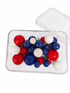 Red white and blue ball cake decorations 25 piece wired set