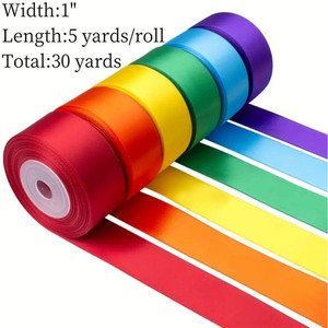 Bright Polyester Satin Ribbon. 1 Inch Wide. 4.5m Long Bright Polyester Satin Ribbon. 1 Inch Wide. 4.5m Long