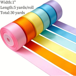 Pastel Polyester Satin Ribbon. 1 Inch Wide. 4.5m Long Pastel Polyester Satin Ribbon. 1 Inch Wide. 4.5m Long