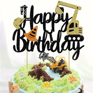 Construction Theme Card Cake Topper - Card Construction Theme Card Cake Topper - Card