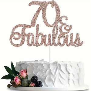 70 & Fabulous Rose Pink Cake Topper. Glitter Card 70 & Fabulous Rose Pink Cake Topper. Glitter Card