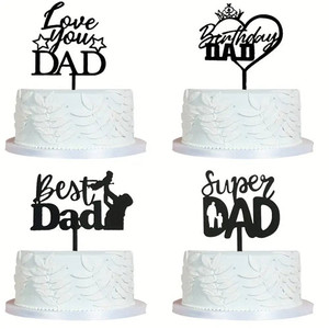 Dad Cake Topper - Black Acrylic - Assorted Designs Dad Cake Topper - Black Acrylic - Assorted Designs