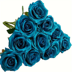 Artificial Teal Rose - Food Contact Safe Artificial Teal Rose - Food Contact Safe