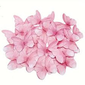 Pink Wafer Paper Butterflies x12 Pink Wafer Paper Butterflies x12