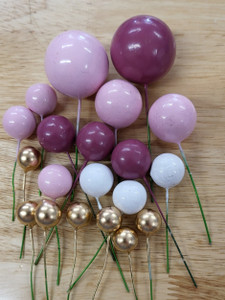 Pink, White & Gold Ball Cake Decorations Pink, White & Gold Ball Cake Decorations