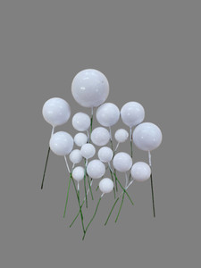 White ball cake decorations wired mix non edible cake topper set