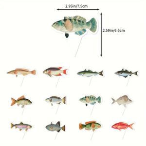 Fish Cupcake Toppers x12 - Quality Card Fish Cupcake Toppers x12 - Quality Card