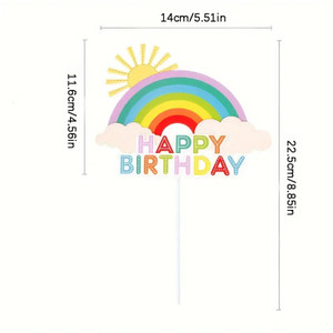 Rainbow Happy Birthday Card Cake Topper Rainbow Happy Birthday Card Cake Topper