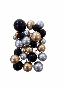 Black gold and silver ball cake decorations 25 piece wired set