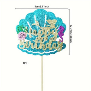 Mermaid Theme Glitter Card Cake Topper Mermaid Theme Glitter Card Cake Topper