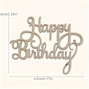 Wooden Happy Birthday Cake Charm. Rustic Wooden Happy Birthday Cake Charm. Rustic
