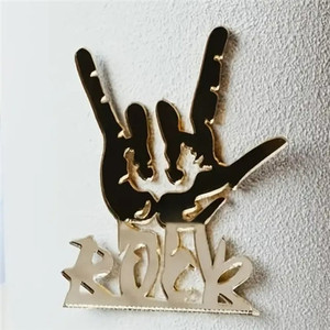 Rock Acrylic Cake Charm. Shiny Gold Acrylic