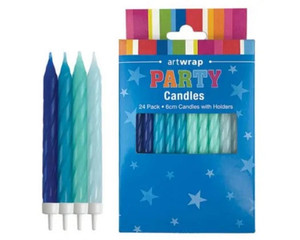 Blues Spiral Cake Candles 24 Pack Blues Spiral Cake Candles 24 Pack