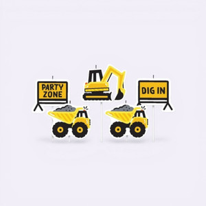 Construction pick candles pack of 5 digger themed cake candles