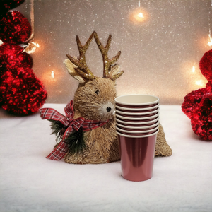 Metallic Red Disposable Paper Cups - 8 Pack Metallic Red Disposable Paper Cups - 8 Pack
