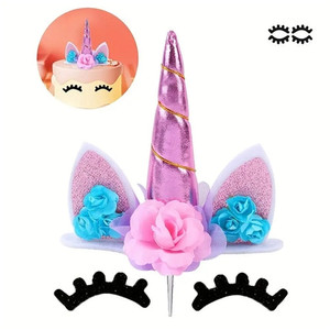 Pink Unicorn Horn & Ears Cake Topper Set Pink Unicorn Horn & Ears Cake Topper Set