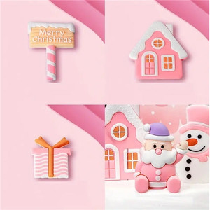 Pink Resin Christmas Cake Topper set Pink Resin Christmas Cake Topper set
