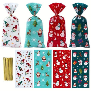Christmas Candy Bags With Twist Ties x6 Christmas Candy Bags With Twist Ties x6