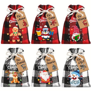 Mini Burlap Xmas Gift Bags x6 Mini Burlap Xmas Gift Bags x6