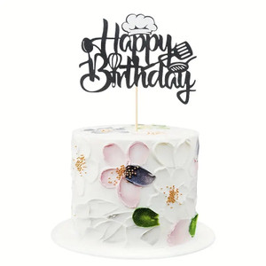 Chef Theme Happy Birthday Cake Topper. Glitter Card Chef Theme Happy Birthday Cake Topper. Glitter Card