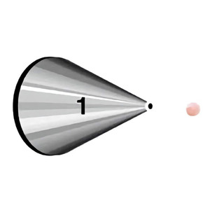 No.1 round buttercream piping tip used for fine writing and detailing on cakes