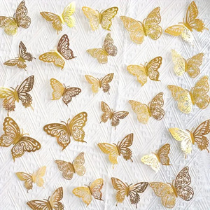 Card Butterfly Cake Decorations x12 - Metallic Gold Card Butterfly Cake Decorations x12 - Metallic Gold