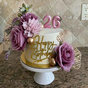 Purple & Gold Floral Cake Decoration Set Purple & Gold Floral Cake Decoration Set