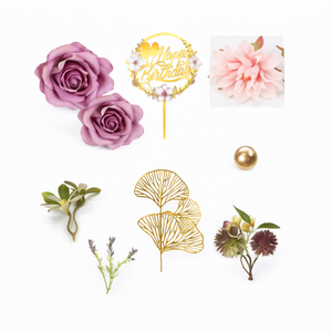 Floral Cake Decoration Set - Non Edible