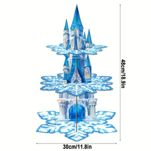 Winter Wonderland castle style three tier cupcake stand used for party cupcake display