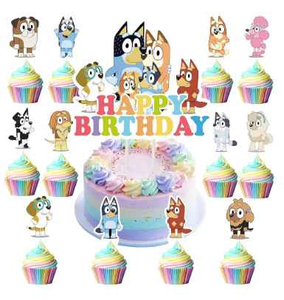 Bluey Theme Card Cake Toppers Bluey Theme Card Cake Toppers
