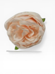 TM Cake Supplies Large Pale Pink Peony Artificial Flower, realistic silk peony blossom with soft pastel pink petals and green leaves, ideal for cake decorations, floral arrangements, and craft projects.