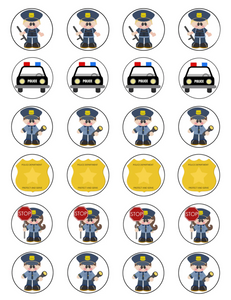 Police Theme Edible Cupcake Toppers x12 Police Theme Edible Cupcake Toppers x12