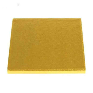 Go Bake 15 Inch Square Gold Cake Board, gold-colored square cake board for bakery and cake decorating.