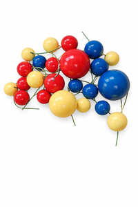 TM Cake Supplies Super Hero Cake Decorating Balls, colorful spherical cake decorating balls in yellow, blue, and red, with sizes ranging from 2cm to 4cm, perfect for cake decoration.