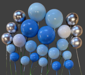 TM Cake Supplies Frozen Wonderland Colours Cake Decorating Balls, colorful round cake decor balls in blue, white, and silver with shiny finishes. TM Cake Supplies Frozen Wonderland Colours Cake Decorating Balls, colorful round cake decor balls in blue, white, and silver with shiny finishes.