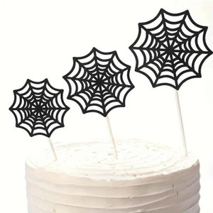 Spiderweb Card Cake Toppers, black spiderweb decorations on sticks perfect for Halloween themed cakes. Spiderweb Card Cake Toppers, black spiderweb decorations on sticks perfect for Halloween themed cakes.