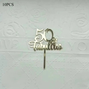 Fifty & Fabulous Gold Acrylic Cake Topper. Fifty & Fabulous Gold Acrylic Cake Topper.
