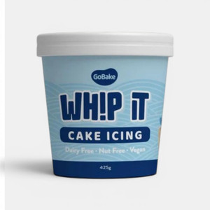 Go Bake Whip It Cake Icing - Pastel Blue, product container of whipped cake icing in pastel blue color.