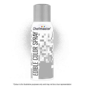 Chefmaster Edible Paint Spray - Pearl, silver metallic spray can for decorating cakes and confections. Chefmaster Edible Paint Spray - Pearl, silver metallic spray can for decorating cakes and confections.