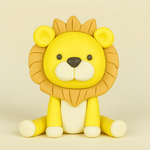 TM Cake Supplies Soft Clay Lion Cake Decoration, adorable yellow lion figure made of soft modeling clay with a brown mane, black nose, and cute facial features, ideal for cake decorating. TM Cake Supplies Soft Clay Lion Cake Decoration, adorable yellow lion figure made of soft modeling clay with a brown mane, black nose, and cute facial features, ideal for cake decorating.