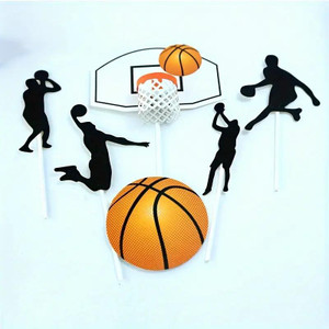 TM Cake Supplies Basketball Theme Cake Toppers – Auckland, NZ, basketball-themed cake toppers with silhouettes of basketball players and a mini basketball hoop with a ball TM Cake Supplies Basketball Theme Cake Toppers – Auckland, NZ, basketball-themed cake toppers with silhouettes of basketball players and a mini basketball hoop with a ball