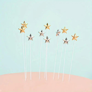 TM Cake Supplies Metallic Star Cake Picks, Pack of 10 in Gold and Silver, decorative cake toppers for celebration cakes in Auckland, NZ. TM Cake Supplies Metallic Star Cake Picks, Pack of 10 in Gold and Silver, decorative cake toppers for celebration cakes in Auckland, NZ.