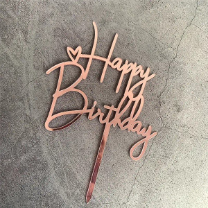 Happy Birthday Rose Gold Acrylic Cake Topper Happy Birthday Rose Gold Acrylic Cake Topper