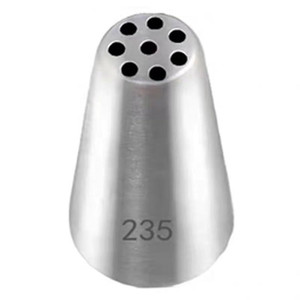 TM Cake Supplies #235 Piping Tip – Multi-Opening Icing Nozzle, stainless steel icing piping tip with multiple small openings for decorating cakes and cupcakes. TM Cake Supplies #235 Piping Tip – Multi-Opening Icing Nozzle, stainless steel icing piping tip with multiple small openings for decorating cakes and cupcakes.